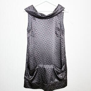 To the Max Cowl Neck Sleeveless V-Back Purple Pocketed Shift Dress S